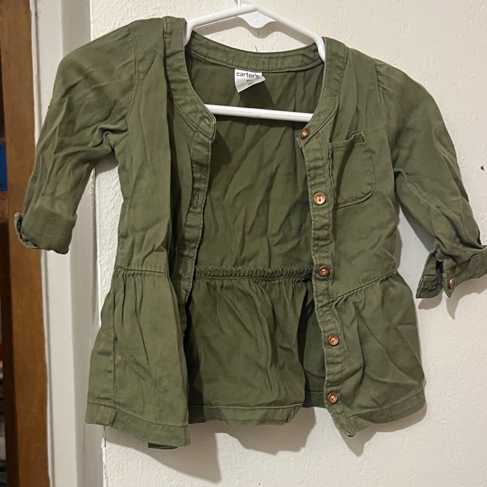 Carter's Olive Green Button-Front Peplum Jacket
